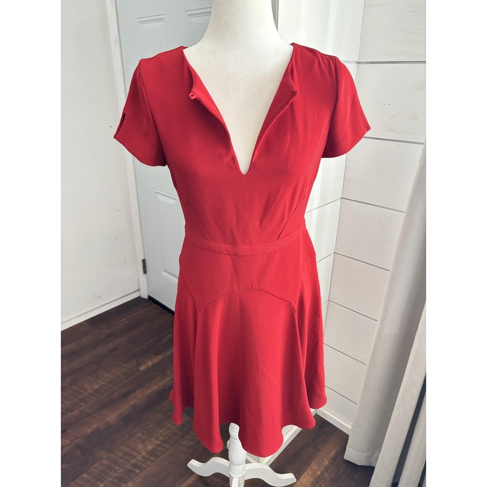 Diane Von Furstenberg Raizel Dress Womens‎ 4 Red Vintage Rose Fit Flare Mini